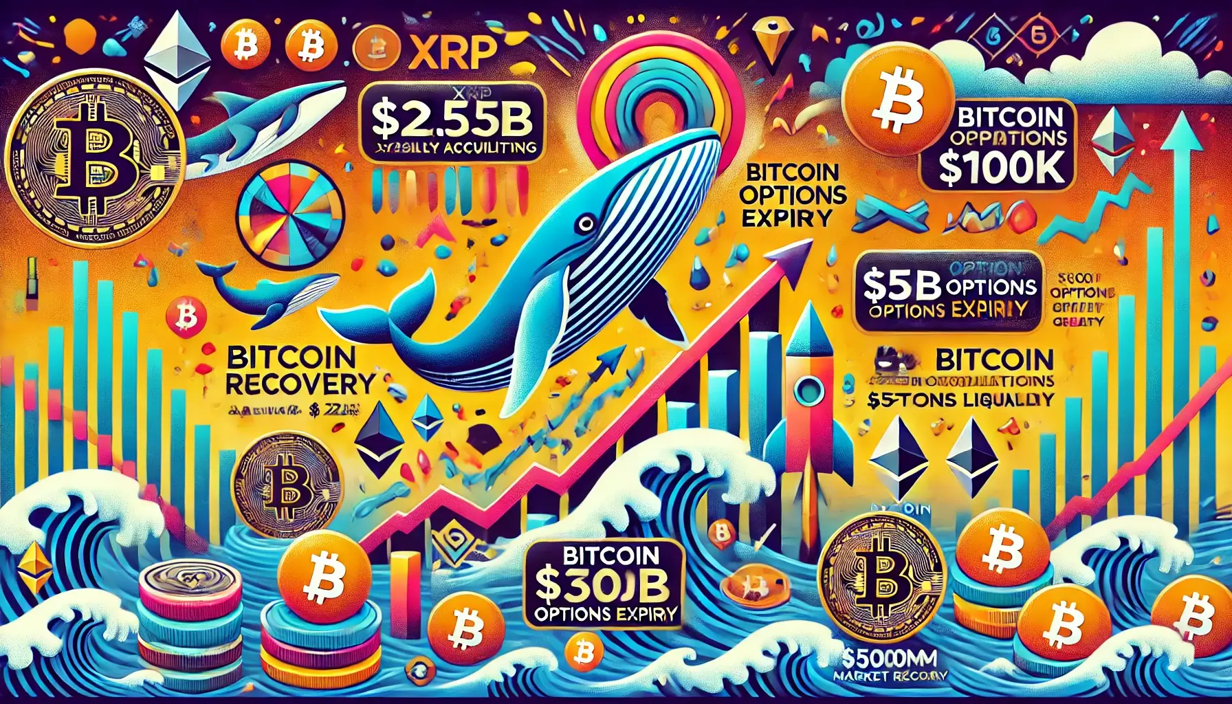 XRP Whales, Bitcoin $100K Hopes, $9B Options Expiry, $500M Liquidations